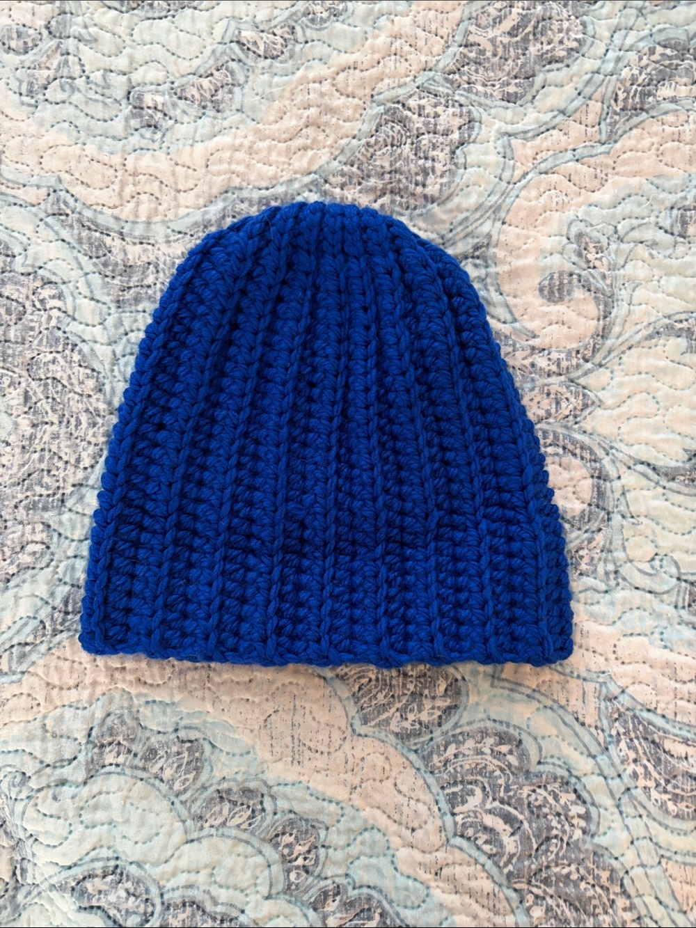 Hand Crafted Kids Knit Beanie - Bright Blue